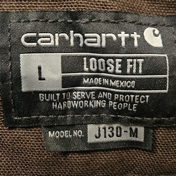 NWOT: Carhartt Men's J130 Dark Brown Loose Fit Insulated Duck Jacket, Size Large - Picture 7 of 8
